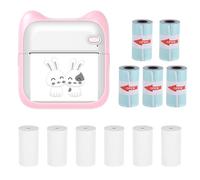 Mini imprimante photo de poche portable 203 dpi Connexion BT sans fil pour étiquette photo, liste de menos, notes, journal, reçus, autocollant avec 5 rouleaux