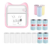 Mini imprimante photo de poche portable 203 dpi Connexion BT sans fil pour étiquette photo, liste de menos, notes, journal, reçus, autocollant avec 5 rouleaux