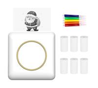 Mini imprimante photo de poche thermique portable 203 DPI Connexion BT sans fil pour étiquette d'image DIY liste de meno notes journal reçu autocollant instantané avec 6 rouleaux Blanc