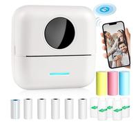 Mini Imprimante Photo, Mini Imprimante Bluetooth,Imprimante pour Smartphone, Avec 14 Rouleaux de Papier D'impression