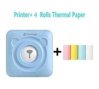 Mini imprimante photo thermique peripage portable bluetooth 58 mm avec 4 rouleaux de papier d'impression -bleu G