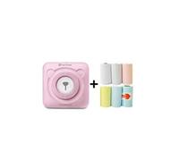 Mini imprimante photo thermiquea6 bluetooth pour téléphone portable avec 6 rouleaux de papier d'impression -rose