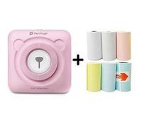 Mini imprimante photo thermiquea6 peripage bluetooth pour téléphone portable avec 6 rouleaux de papier d'impression -rose _catf Rose G