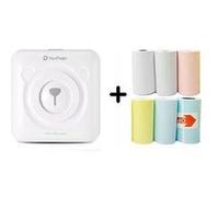 Mini imprimante photo thermiquea6 peripage bluetooth pour téléphone portable avec 6 rouleaux de papier d'impression -blanc _catf G