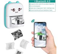 Mini imprimante portable, imprimante autocollante sans encre multifonction, impression nette avec batterie rechargeable pour les voyages et
