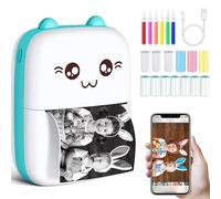 Mini Imprimante Portable, Imprimante Photo Thermique sans Encre avec 13 Rouleaux de Papier, Imprimante Intelligente Bluetooth Compatible avec Android et iOS, pour D'étiquettes, Images, Note (C9-Bleu)
