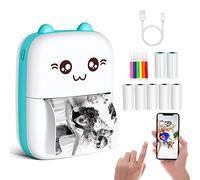 Mini Imprimante Portable, Imprimante Photo Thermique Sans Fil BT, Mini Imprimante Bluetooth Est livrée Avec 13 Rouleaux de Papier Thermique, pour l'impression de Photos, D'étiquettes (X5-Rose)