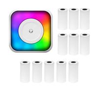 Mini imprimante thermique multifonction portable avec lumière RVB - Impression instantanée sans encre - Connexion BT pour smartphone - Avec 11 rouleaux de papier thermique de 57 mm - Compatible avec