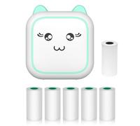 Mini imprimante thermique multifonction portable pour imprimante photo instantanée sans encre Prise en charge de la connexion BT pour smartphone avec 1 rouleau de papier 57 mm + 5 rouleaux de papier
