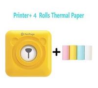 Mini imprimante thermique Peripage portable Bluetooth 58 mm avec 4 rouleaux de papier d'impression -Jaune