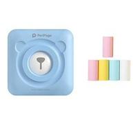 Mini imprimante thermique Peripage portable Bluetooth 58 mm avec 5 rouleaux de papier d'impression -Bleu
