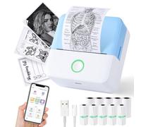 Mini imprimante thermique portable sans encre - Imprimante Bluetooth pour téléphone - Imprimante d'étiquettes sans fil avec ruban adhésif - Petite imprimante de poche pour notes et enfants -