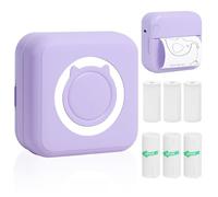 Mini imprimante Thermique Portable sans Fil Bluetooth avec 3 Rouleaux d'autocollants et 3 Rouleaux de Papier Thermique,Compatible avec Android/iOS,Imprimante de Poche pour Mémo,DIY,Photo,etc.(pourpre)