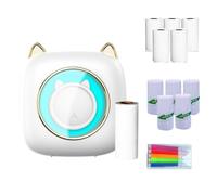 Mini imprimante thermique portable sans fil Connexion BT 203 DPI pour étiquette d'image DIY liste Meno Notes Journal Reçu Autocollant instantané avec 6 rouleaux de papier thermique + 5 pièces