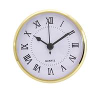 Mini insert d'horloge, insert d'horloge à quartz, 3-1/2 pouces (90 mm) rond à quartz mouvement d'horloge miniature encastrée mini horloge murale de rechange mouvement d'horloge à quartz (bord doré,