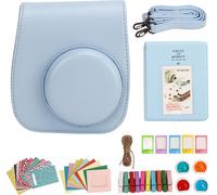 Mini Instant Camera Sac de protectionPolyuréthane-Housse pour Fujifilm Instax 12 avec filtres d'album colorés autocollants de cadre suspendu bleu