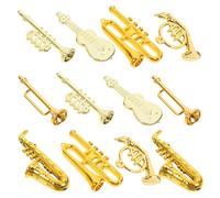 Mini-Instruments pour Noël Ambiance Noël 24 Pièces ABS | Modèles Miniatures Réutilisables, Surface Lisse et Coloris Or, pour Décor de Théâtre et Photo de Figurines