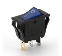 Mini interrupteur à bascule à bouton-poussoir, KCD3 interrupteur à bascule en plastique noir marche-arrêt avec LED multicolore 3 broches 16.4x35.5mm(ON-OFF Blue LED)