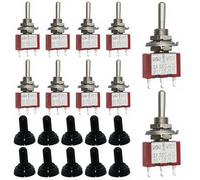 Mini interrupteur à Bascule, Dujelixa 3broches 3positions, interrupteur de réinitialisation bilatéral électronique, AC125V 6A(250V/3A)6 mm découpé MTS-123, SPDT avec capuchon étanche M6(10 pièces)
