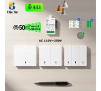 Mini interrupteur d'éclairage 433MHz, 86 interrupteurs muraux sans fil transmettre 50m, Module réel RF 110V 220V, pour appareil ménager Only 1 T--3Gang