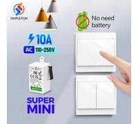 Mini interrupteur d'éclairage avec télécommande sans fil, 110V 220V 230V, aucune batterie requise, interrupteur mural sans fil auto-alimenté, interrupteur cinétique 2Receiver 1Remote-2G