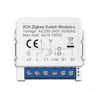 Mini interrupteur intelligent à monter soi-même, interrupteur WiFi AC/DC contrôlé par l'application Smart Life/Tuya, pas de fil neutre 2 voies de contrôle pour Tuya pour Zigbee (2 bandes)