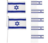 Mini Israel Flag 50 PCS Small Israel Flag on Sticks 8, 3x5, 5 pouces Mini Country Flags Hand Waving Office International Conference Israélienne à thème décor.