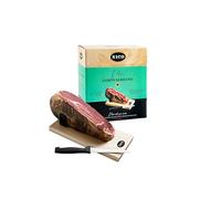 MINI JAMBON SERRANO avec mini griffe et couteau. Aprox. 1 kg. Plus de 9 mois d'affinage. Authentique Serrano.