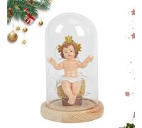 Mini Jésus | Figurine lumineuse en résine bébé Jésus dans une mangeoire avec lumière | Figurines de table chrétiennes de collection pour décoration de crèche pour église, bureau, vacances, croyants de