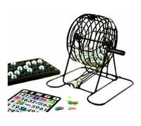 Engelhart - 360564 - Mini Jeu de Bingo Complet avec Sphère - Mélangeur - 13,5 cm - Jeu de Hasard - Ambiance - 75 Boules, 18 Cartes, 150 jetons - À partir de 3 Ans - Jeux de Bingo