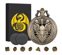 Mini Jeu de Dés DND, Steampunk Creux Paladin, Chevalier, Guerrier Coquille de Montre de Poche, 7 Dés Polyédriques D&D en Métal, DND Cadeaux, Accessoires de Jeux de Société pour Jeux de Rôle, Bronze