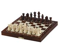 Mini jeu d'échecs en bois - Planche marron - Échecs scolaires pliables - Compact avec espace de rangement intégré