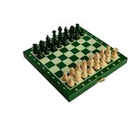 Mini jeu d'échecs en bois - Planche verte - Échecs scolaires pliables - Compact et facile à transporter