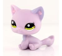 Mini jouet pour animaux de compagnie, cocker épagneul, dogue allemand, figurine de chat à poil court et plus de choix, avec accessoires mignons, jouet à collectionner pour enfants (chat assis violet)
