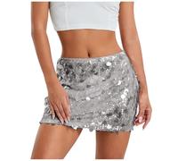 Mini Jupe a Paillettes Femme Jupe Danse du Ventre Costume Danse Latine avec Taille élastique Jupes de Carnaval à Sequins Taille Haute Jupes de Soirée Bal pour Danse Soirée Bar Fête Carnaval