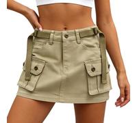 Mini Jupe Cargo Solide pour Femmes Taille Basse Jupe Courte en Jean2026
