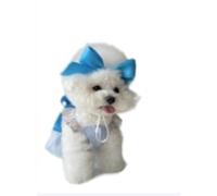 Mini jupe courte d'été style vacances avec nœud papillon pour animaux de compagnie, robe pour chien de petite taille, chihuahua (bleu, M)