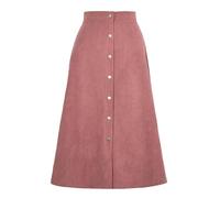 Mini Jupe Courte Sexy Femmes en Velours Côtelé À Simple Boutonnage Taille Haute Jupe Longue Bureau Dame Jupe Décontractée L Rose