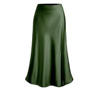 Mini Jupe Courte Sexy Femmes Jupe en Satin Taille Haute Elégant Moulant Bureau Dame Sexy Jupe Tendance M Vert