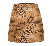 Mini Jupe Courte Sexy Femmes Taille Haute A-Ligne en Cuir Daim Jupe Courte Bureau Lady Street Wear Jupe L Tigerpattern