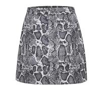Mini Jupe Courte Sexy Femmes Taille Haute A-Ligne en Cuir Daim Jupe Courte Bureau Lady Street Wear Jupe S Blancsnakemotif