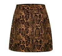 Mini Jupe Courte Sexy Femmes Taille Haute Trapèze Cuir Daim Jupe Courte Bureau Dame Street Wear Jupe M Marronsnakepattern