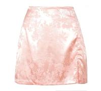 Mini Jupe Courte Sexy Floral Sexy Satin Jupes Courtes Femmes Streetwear Taille Haute Fermeture Éclair Bureau Dame Jupe Élégante L Rose