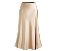 Mini Jupe Courte Sexy Jupe en Satin pour Femmes Taille Haute Elégant Moulant Bureau Dame Sexy Jupe Tendance XL Champagne