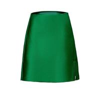 Mini Jupe Courte Sexy Jupes Courtes avec Fentes Latérales pour Femmes Satin De Soie Solide Sexy Taille Élastique Femmes Mini Jupes Satin S Vert