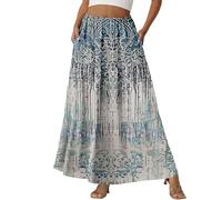 Mini Jupe Courte Sexy Longue Femme Élégante Style Boho avec Imprimé Géométrique Chic pour Toutes Occasions Tulle Bleu Clair M