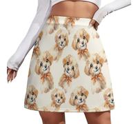 Mini Jupe Crayon Illustrations De Chiens Mignons pour Femme, Jupe Courte Moulante À Animaux De Dessin Animé, Taille Haute, Sexy pour Été Et Automn,S-4Xl,Brun