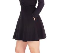Mini-jupe décontractée évasée en coton extensible uni, taille haute, coupe trapèze, Taille L