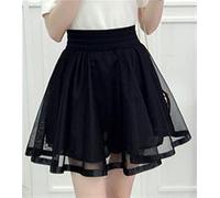 Mini jupe d'été en tulle en dentelle taille haute jupe noire jupe plissée (couleur : noir pur, taille : L)