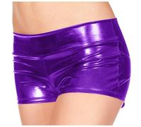 Mini jupe en cuir synthétique pour femme - Taille haute - Sexy - Métallique brillante - Aspect cuir - Jupe crayon - Jupe portefeuille - Fête - Danse - Disco - Clubwear érotique, Violet 7., XL